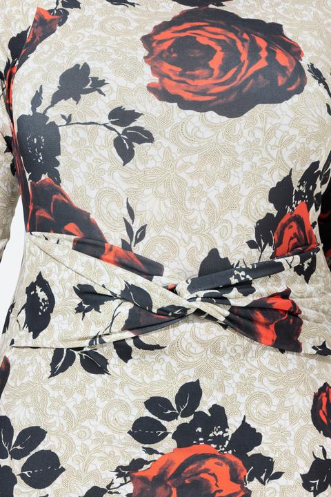 Immagine prodotto Ulla Popken Abito in jersey dal taglio aderente con rose e scollo a V sul retro (42)