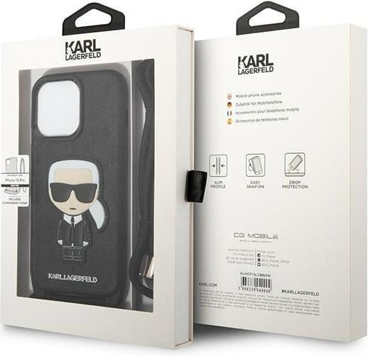 Actual product image Karl Lagerfeld Monogram Leather Patch and Cord Iconik - Case iPhone 13 Pro (Apple iPhone 13 Pro)