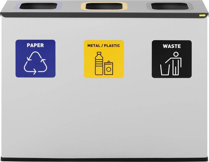 Actual product image Ulsonix Mülltrennsystem Abfalleimer Mülltrenner 3 Fächer Müllsammler Silbern 3 x 60 L (180 l)