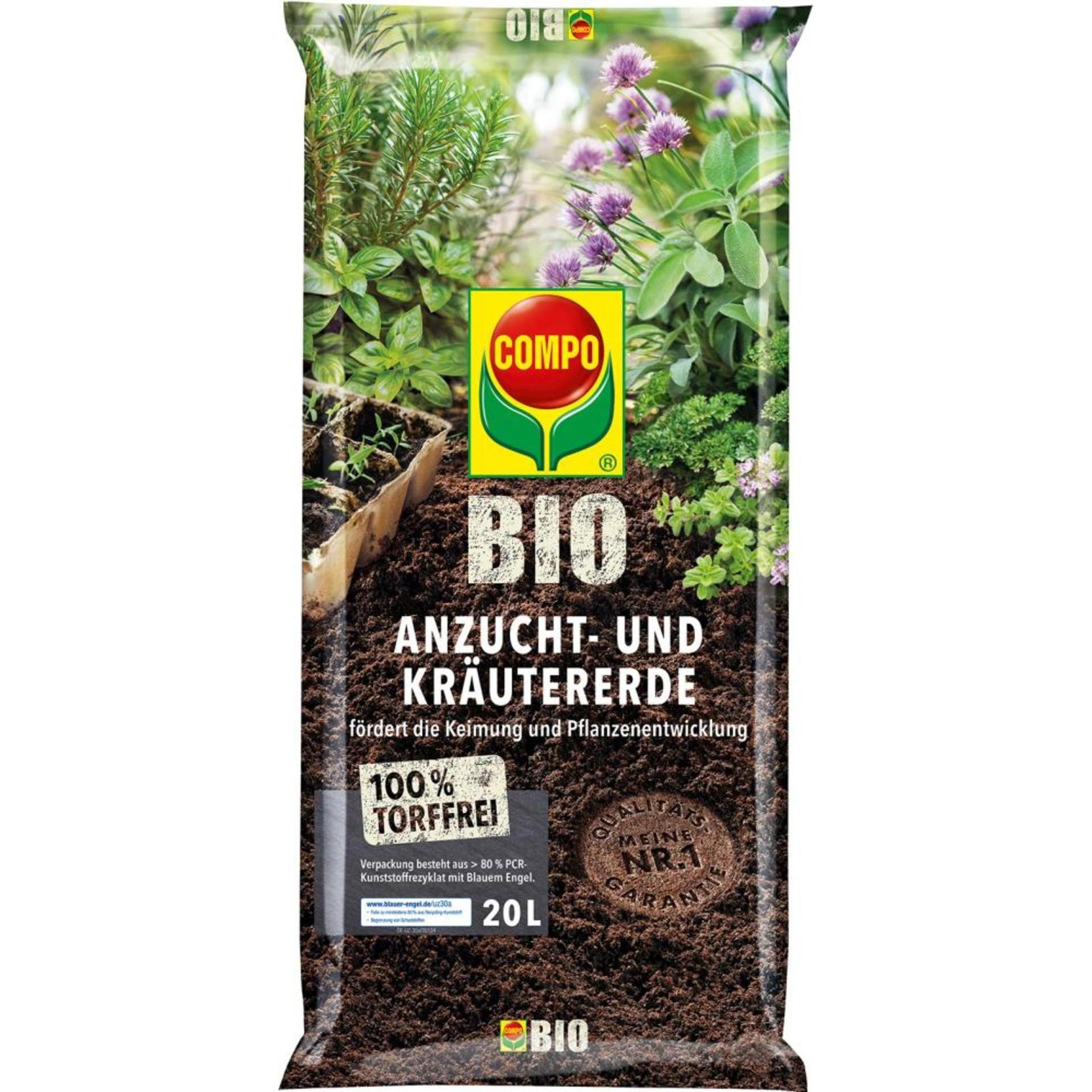 Compo Anzucht- und Kruter Erde BIO torffrei 20 L (20 l, Erde ohne Torf) (2822504004)