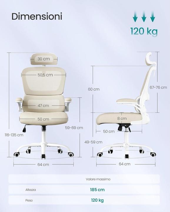 Image du produit Songmics Bürostuhl mit Armlehnen Beige