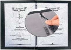 Productafbeelding Sigel Menumap met rubberbinding, blinddruk: eten & drinken, met 2 dubbele transparante kaften (A5, 1 x)
