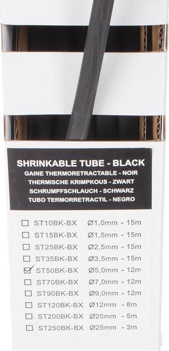 Image du produit Velleman GAINE THERMORÉTRACTABLE 2:1 - 5.0mm - NOIR - 12m (1 x)