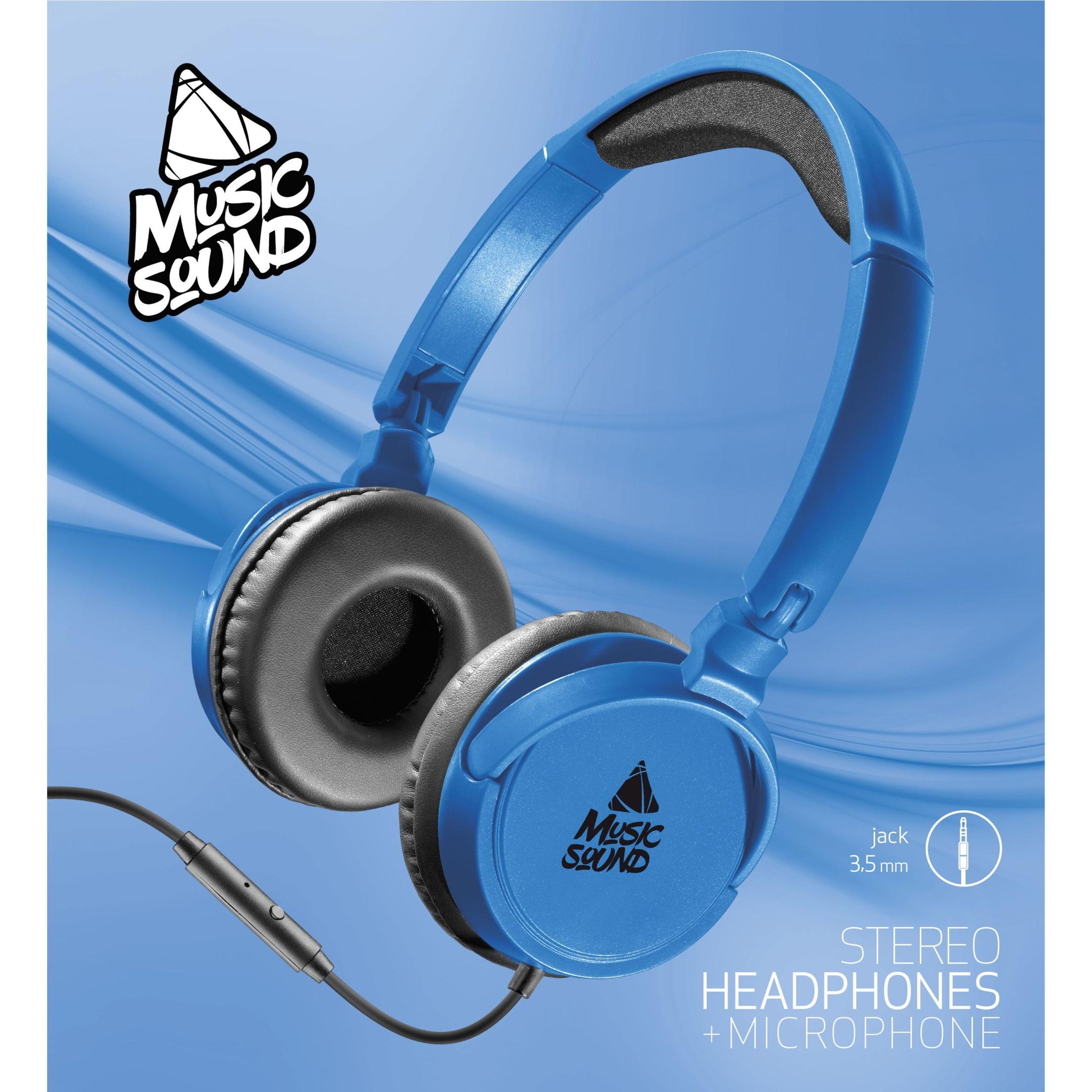 Thumbnail - Cellularline Music Sound Stereo Headphones With Microphone (keine Geräuschunterdrückung, Kabelgebunden), Kopfhörer, Blau