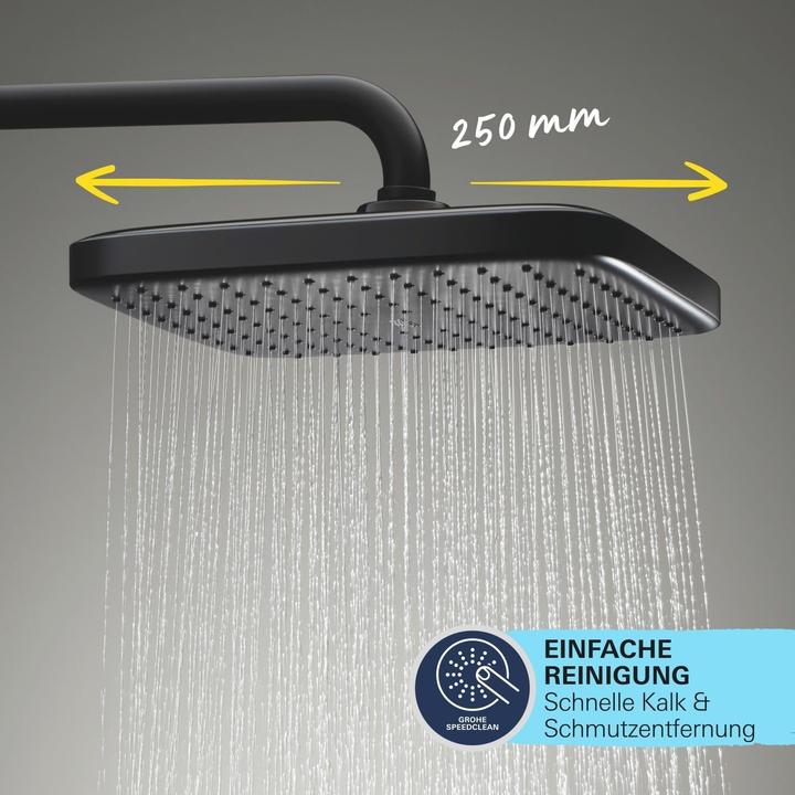 Actual product image Grohe Vitalio Comfort 250 Duschsystem mit Thermostatbatterie, eckig, variable Bohrlöcher, wassersparend, m