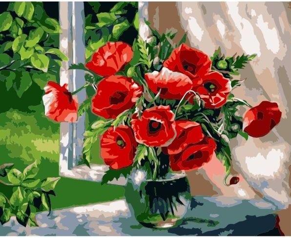 Norimpex Malen nach Zahlen - 40x50cm Mohnblumenstrauss