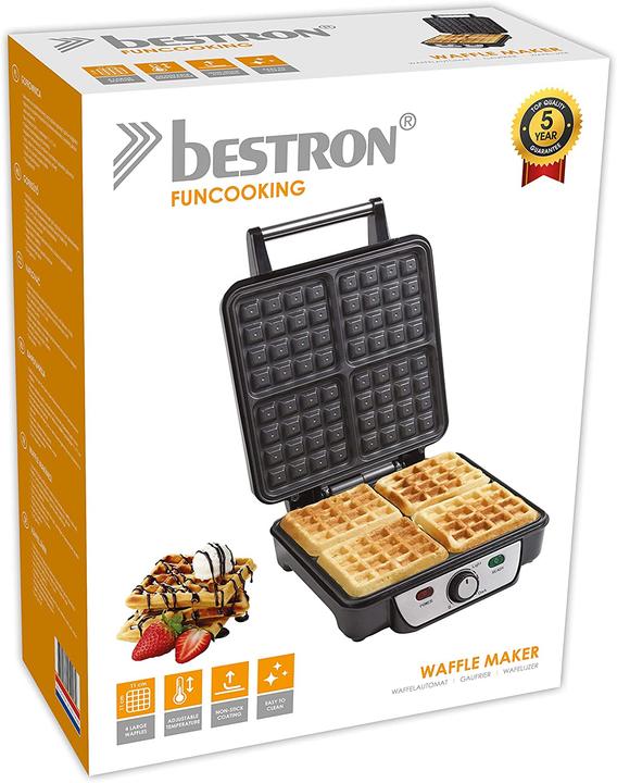 Image du produit Bestron ASW281 Gaufrier 4 gaufre(s), Acier inoxydable