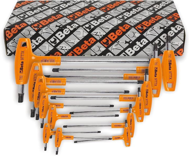 Actual product image BETA Torx® pin spanner set with cross handle, side drive and holder 13-piece set