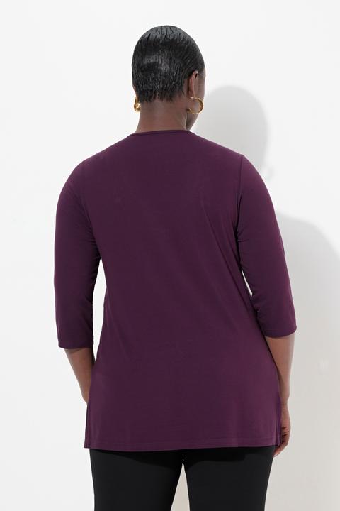 Image du produit Ulla Popken T-shirt manches 3/4, profond décolleté rond (46, 48)