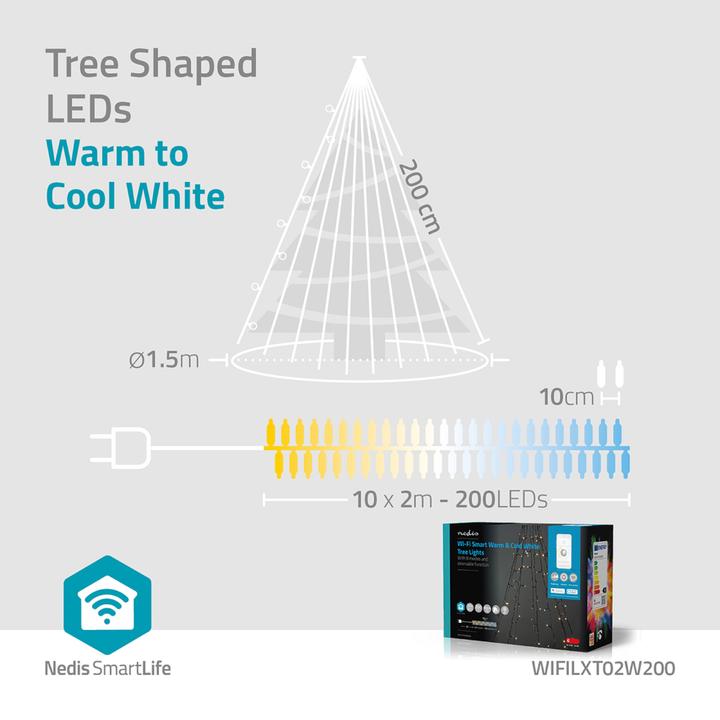 Actual product image Nedis SmartLife Decorative LED | Wi-Fi | Warm to Cool White | 200 LED's | 10 x 2 m | Android™ / IO (2 m)