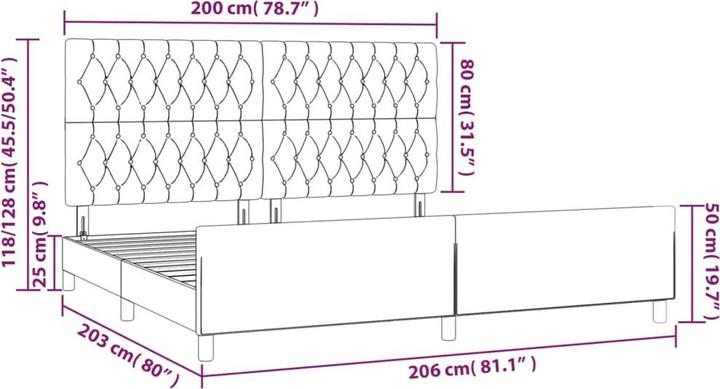 Image du produit vidaXL Bettgestell mit Kopfteil (200 x 200 cm)