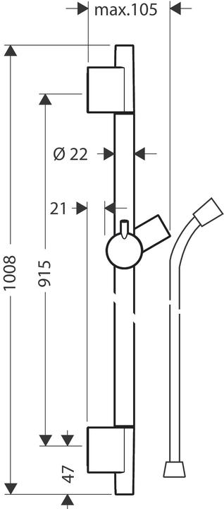 Image du produit hansgrohe Barre de douche Unica S Puro 90 cm avec flexible de douche Isiflex 160 cm