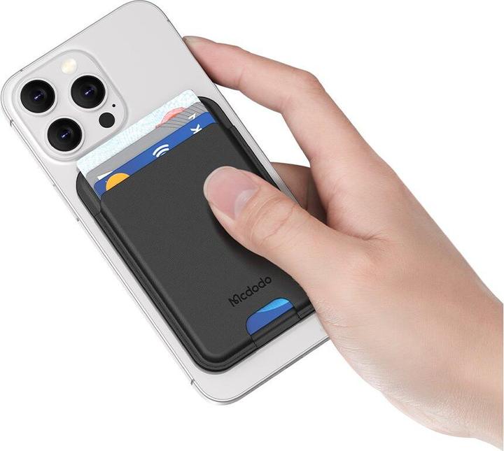 Actual product image Mcdodo - Magnetic Card Holder (WH-7920) - with 3 Card Capacity, Leather, Ultra-slim - Black