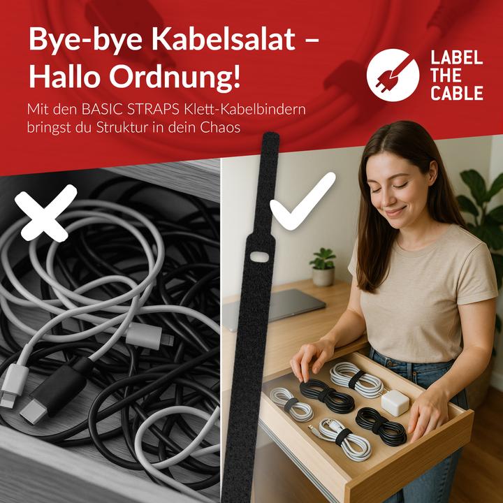 Actual product image Label-the-cable LTC hook and loop cable ties (Velcro cable ties, 170 mm, 50 pcs.)