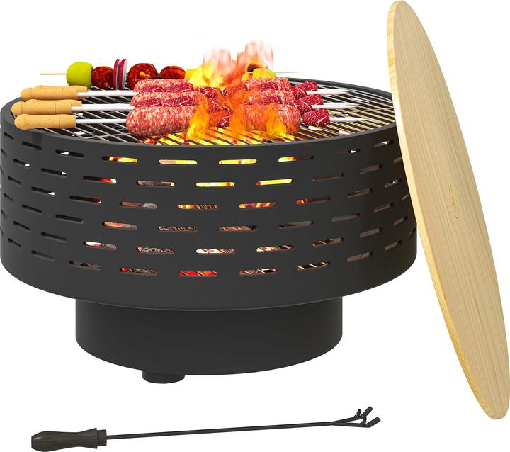 Outsunny Feuerschale Metall, Edelstahl Kohlegrau (60 cm)