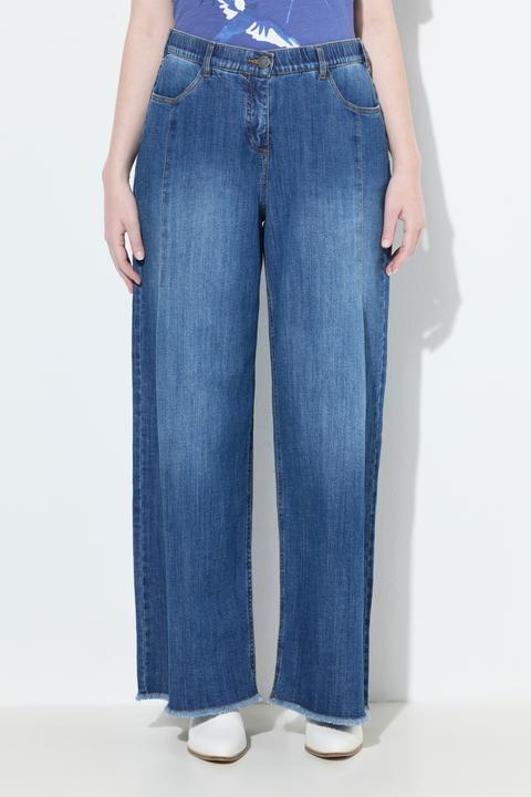 Produktbild Ulla Popken Jeans Mary, weites Bein, Fransensaum, Stretchdenim (52)