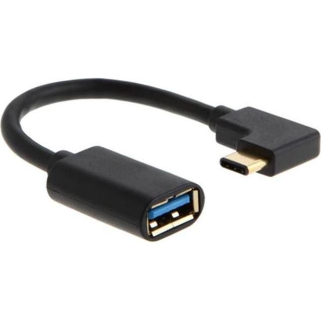 MicroConnect USB-C angled male to USB3.0 female cable black - Kabel - Digital/Daten, Cavo USB