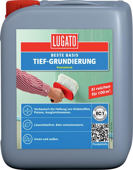 Lugato Meilleure base 5L Apprêt profond avant peintures, enduits, colles et ragréage de sol (Blanc, 5000 ml)