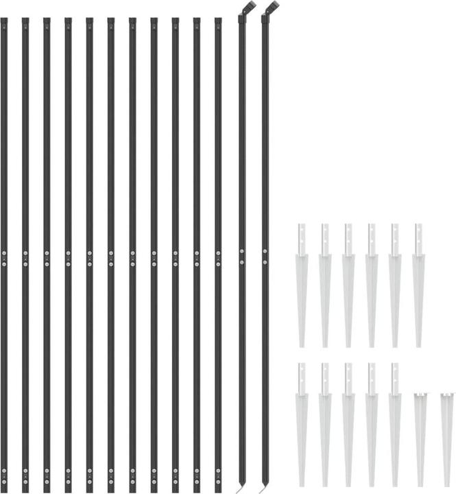Immagine prodotto vidaXL Maschendrahtzaun mit Bodenhülsen Anthrazit 1,6x25 m