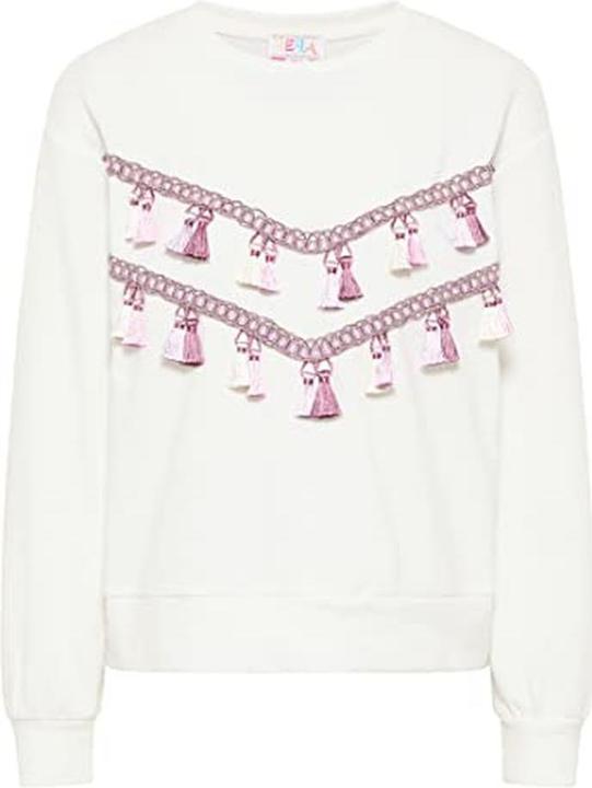 Caneva Embroidered Sweater with Colorful Tassels and Soft French Terry Lining (S)