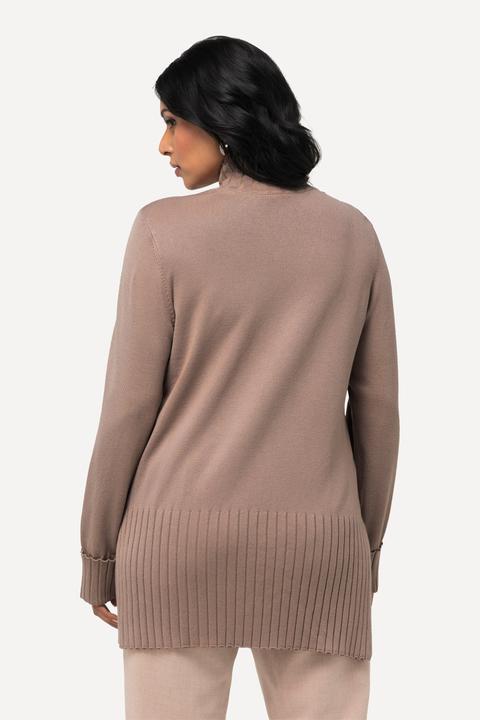 Produktbild Ulla Popken Pullover, gerippter Stehkragen, Langarm (56)