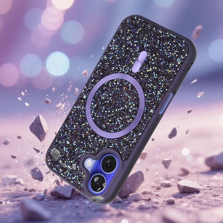 Produktbild Cadorabo iPhone 16 Hülle kompatibel mit MagSafe Glitzer Case (Apple iPhone 16)