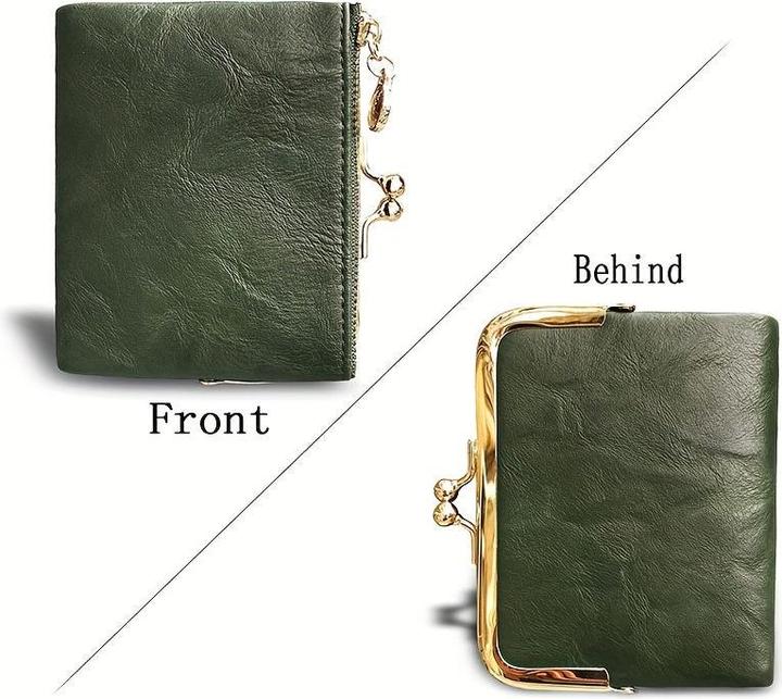 Actual product image Only-Bags.Store Solid colour versatile short wallet, Vintage Clutch Coin Purse Credit Card Holder with