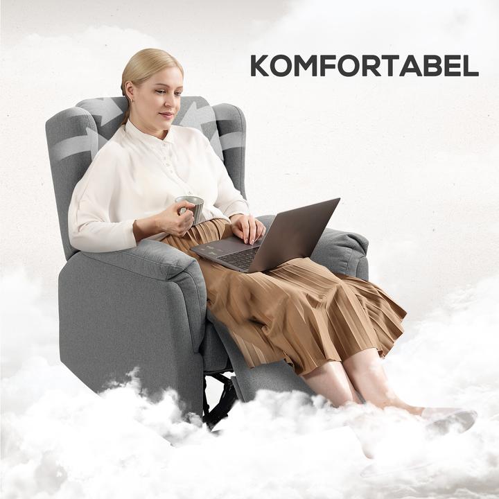 Actual product image Homcom Fernsehsessel mit Liegefunktion Baumwoll-Leinen-Gewebe Dunkelgrau