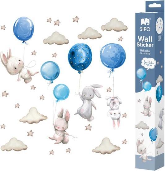 Image du produit Konjac Sponge ROOM Decor SIPO-WS63027 NAKLEJKI NA ŚCIANĘ KRÓLKI BALONY NIEBIESKIE
