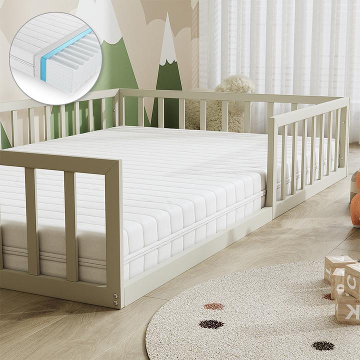 Produktbild VitaliSpa Bodenbett aus Metall Minno, Greige, 120x200 mit Matratze (120 x 200 cm)