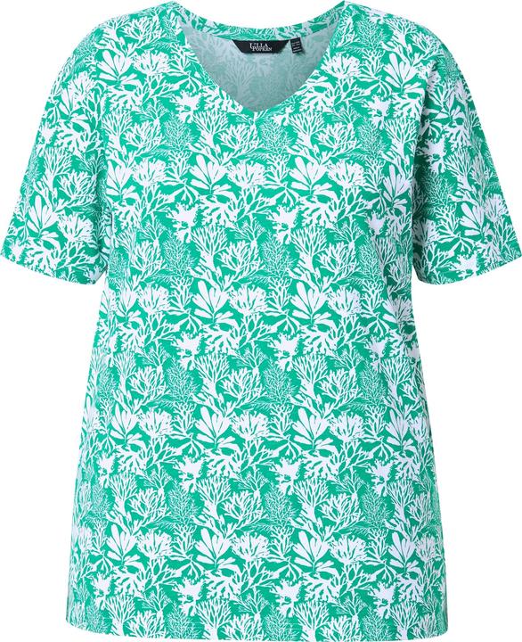Produktbild Ulla Popken T-Shirt, floraler Druck, A-Linie, V-Ausschnitt, Halbarm (62)