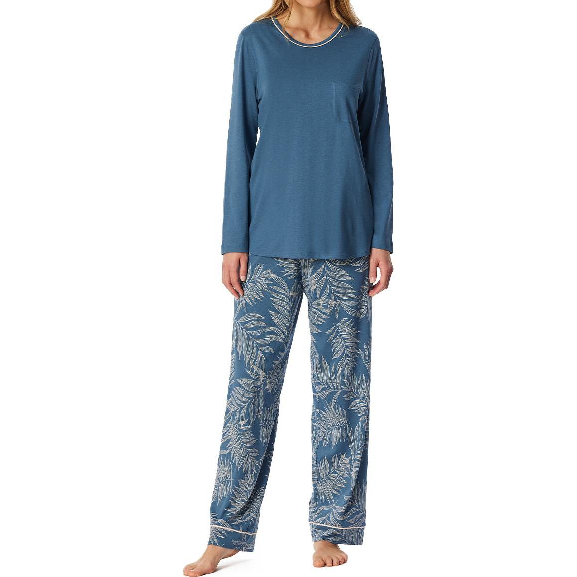 Schiesser, Damen, Pyjama, Pyjama Comfort Nightwear, Blau, (44)