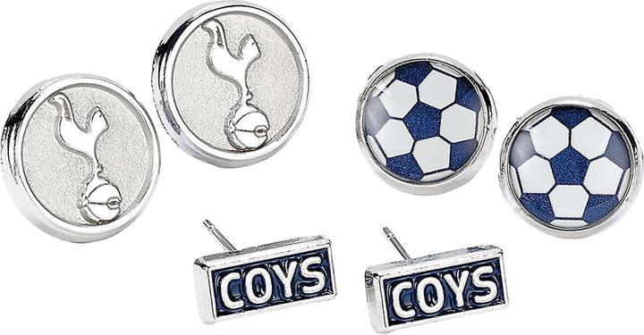 Immagine prodotto Tottenham Hotspur FC Coys Verniciato d'Argento Orecchini a Bottone Set Misura Confezione 3 (100% materiale sintetico)