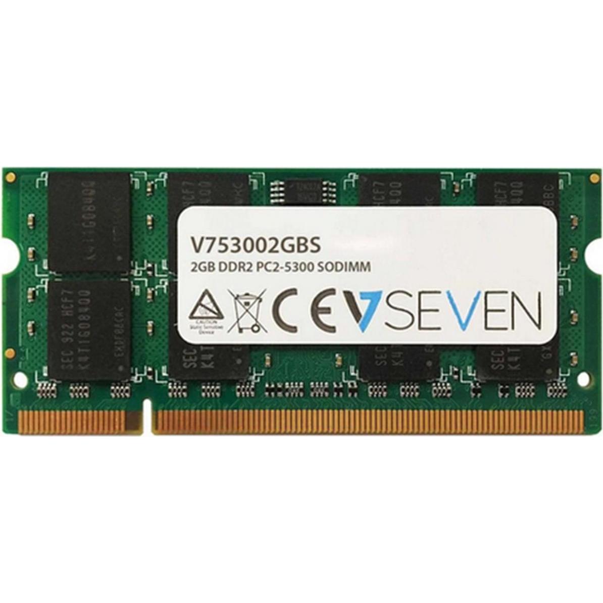 V7 V753002GBS (1 x 2GB, 667 MHz, DDR2-RAM, SO-DIMM), RAM, Grün