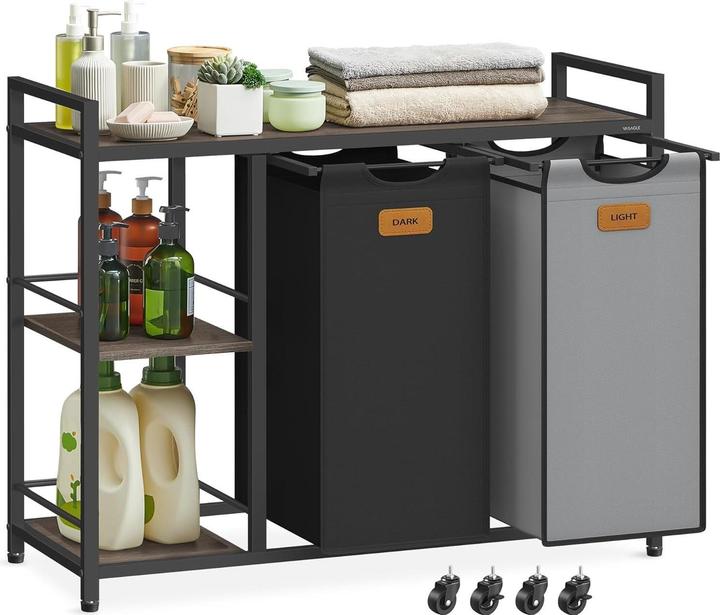 Vasagle Wäschekorb mit Ablage Schwarz-Grau (100 l)