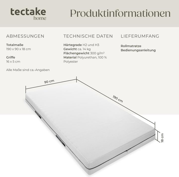Actual product image tectake Sky (90 x 190 cm, Foam core)