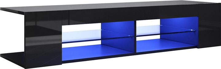Produktbild SONNI TV-Lowboard TV-Board 135x39x30cm schwarz mit LED-Beleuchtung verglastes Board TV Mediaboard (135 x 39 x 30 cm)