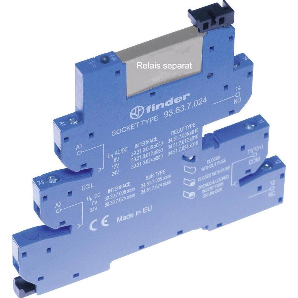 Thumbnail - Finder, Zubehör Steuerungstechnik, 93.63.8.230 Relaissockel mit Haltebügel, mit LED, mit EMV-Entstörbeschalt (Relaissock...