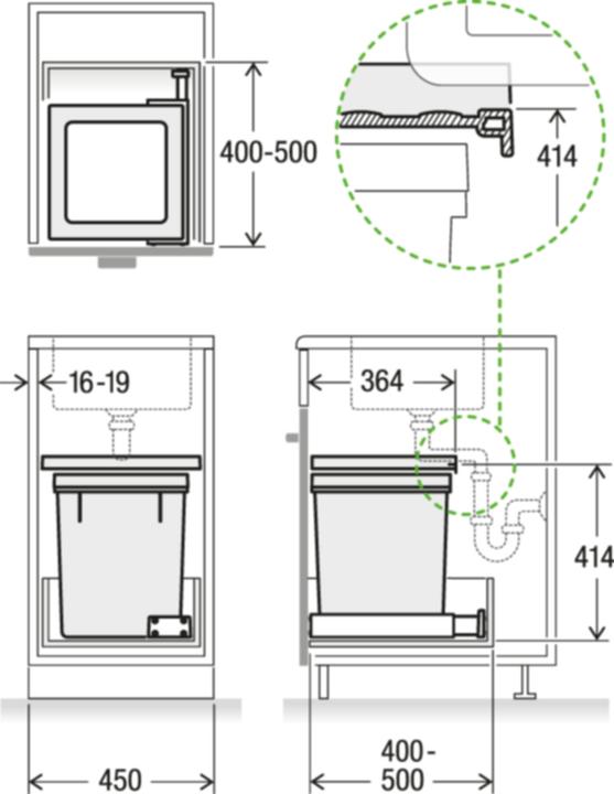 Image du produit Müllex X-LINE Syst. X45 L35 Basic 450mm (40 l)