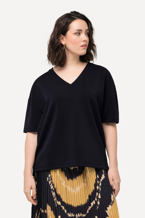 Image du produit Ulla Popken Sweat-shirt oversized doux à col V et manches courtes (56)