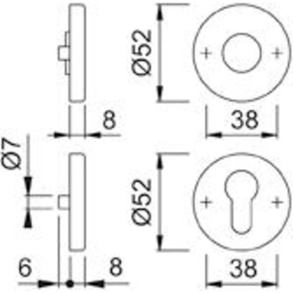 Thumbnail - Hoppe, Türgriff + Fenstergriff, Drücker- und Schlüsselrosetten E42KV/E42KVS (Türrosette)