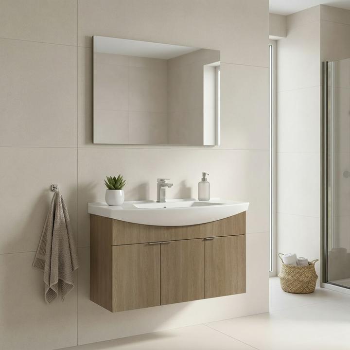Produktbild Homitis Purus 100 Bathroom Cabinet With Sink & Mirror Set (2 Pieces)