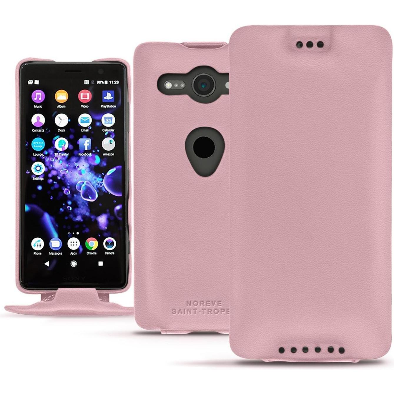 Noreve Lederschutzhülle vertikal (Sony Xperia XZ2 Compact), Smartphone Hülle, Rosa