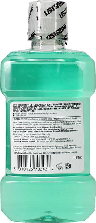 Actual product image Listerine Mouthwash Fresh Burst (250 ml, Mouthwash)