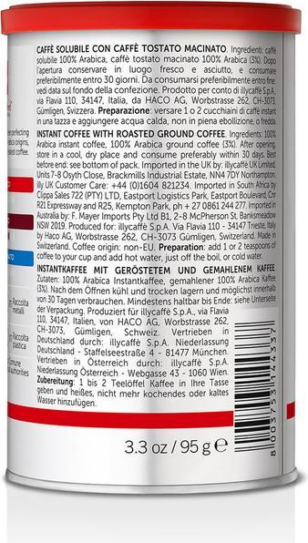 Valeurs nutritives et ingrédients Illy Classico café instantané (95 g)