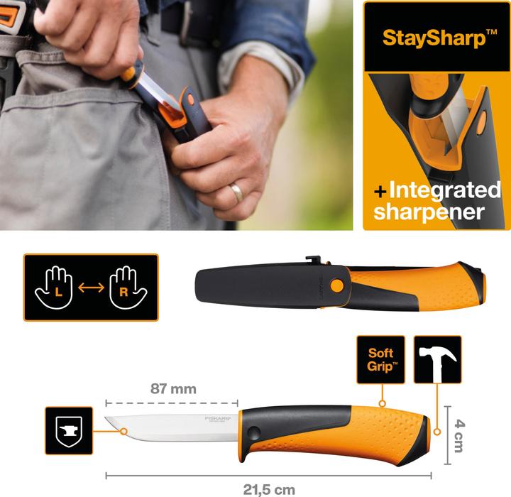 Immagine prodotto Fiskars Coltello multiuso con affilatore (21.50 cm)