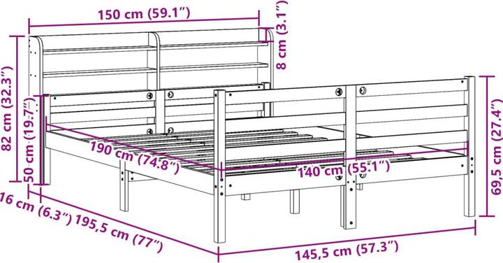Produktbild vidaXL Bettgestell (140 x 190 cm)