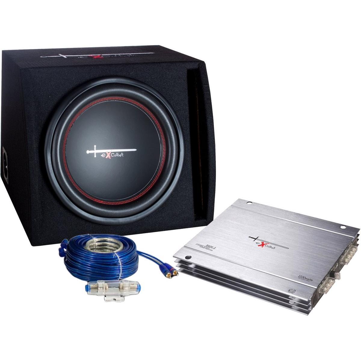 Excalibur, Subwoofer HiFi auto, X1 Basspack 12 Subwoofer Met Amplificatore En Set di cavi (1000 W)
