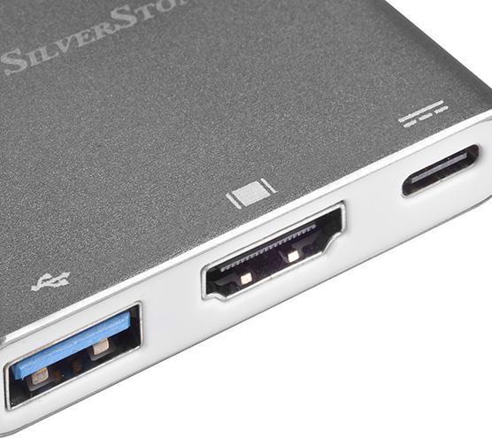 Actual product image Silverstone USB Typ C — HDMI (Typ A)| USB A| USB Typ C (USB-C)