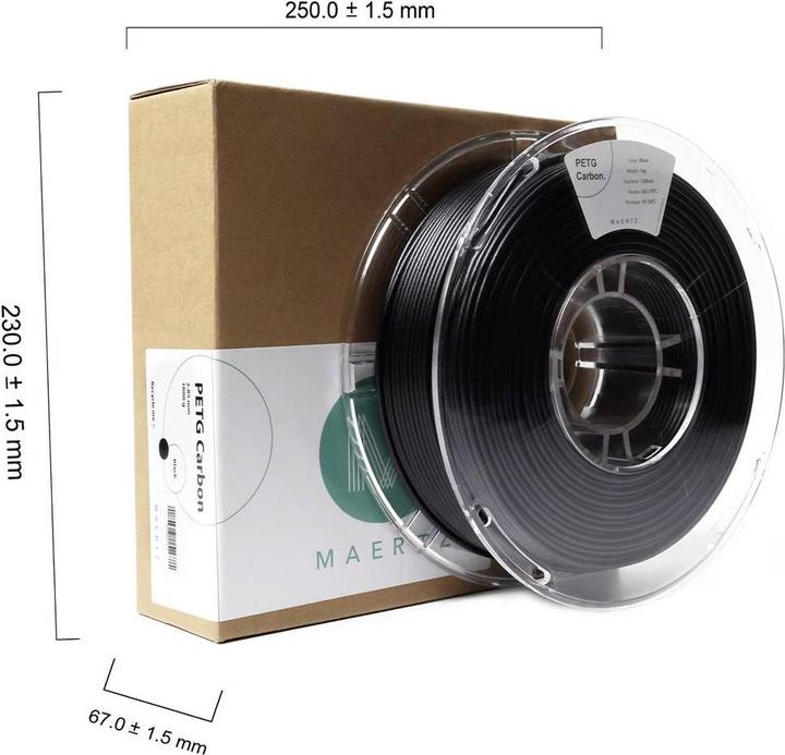 Immagine prodotto Maertz PMMA-1020-002 PMMA-1020-002 Filamento PETG Carbonio chimicamente resistente, resistente al calore, (Carbonio, 2.85 mm, 1000 g, Nero)